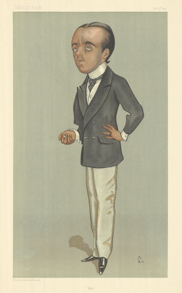 VANITY FAIR SPY CARTOON Sir Henry Maximilian Beerbohm 'Max' Writer. By Sic 1897